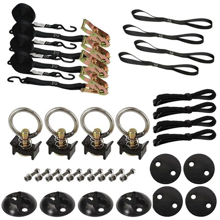 Us Cargo Control 4 Point Tie Down Anchor Kit - Black MSK4BL